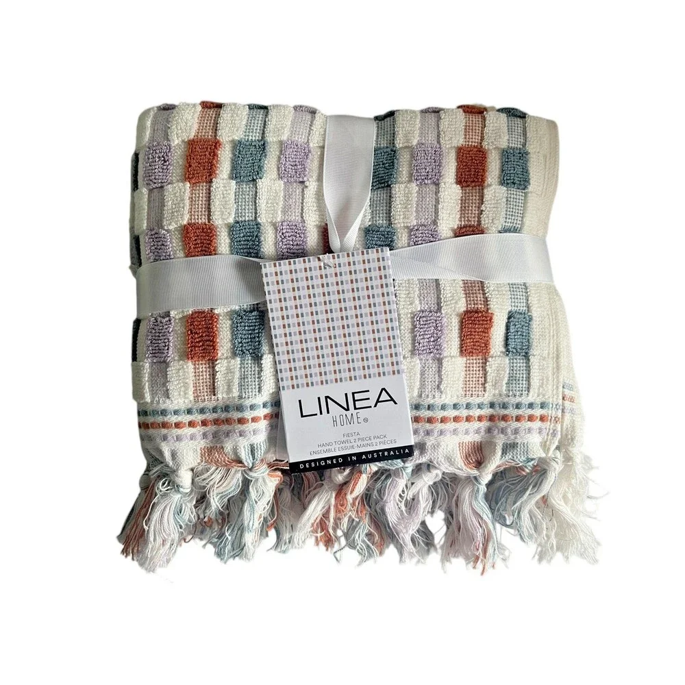 Linea Home Fiesta 8 Piece Towel Set 2 Bath 2 Hand 4 Facecloths Lilac Spice